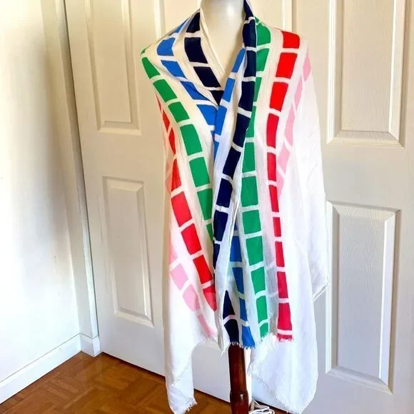 New Multicolored Gauze Scarf-Wrap - Picture 3 of 3